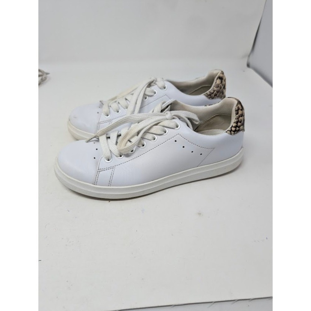 Tory Burch Howell Court Sneakers Women's White Leather Snake Print Heel Size 5